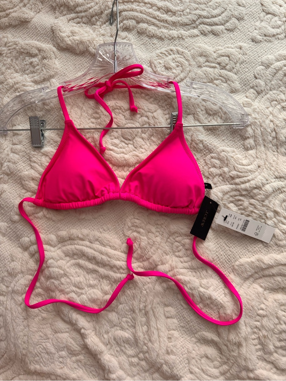 J. Crew Neon Pink Triangle Bandeau Bikini Top - Brand New